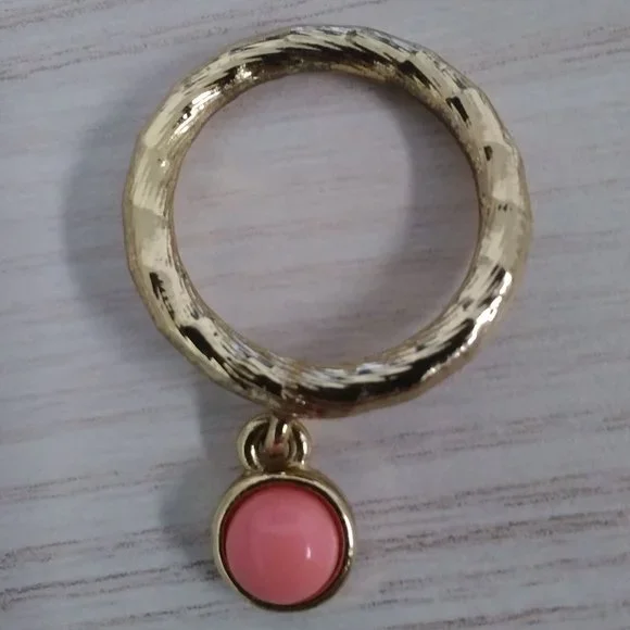 Mimco golden ring with pink charm stone - Picture 2 of 3